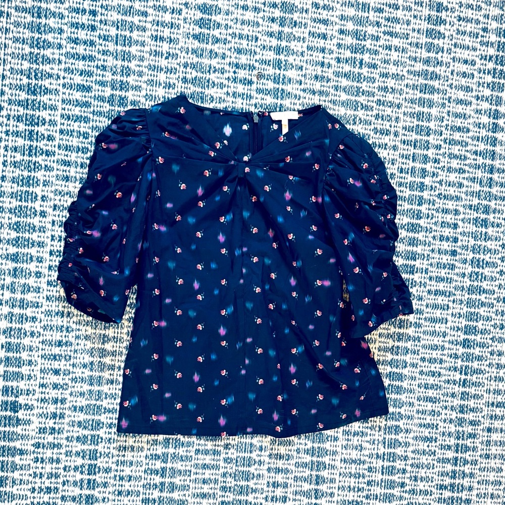 Rebecca Taylor Short Sleeve Floral Blouse Sz S